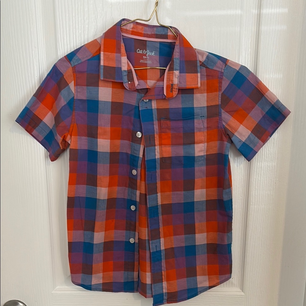 Cat & Jack Vibrant Plaid Button Down Shirt